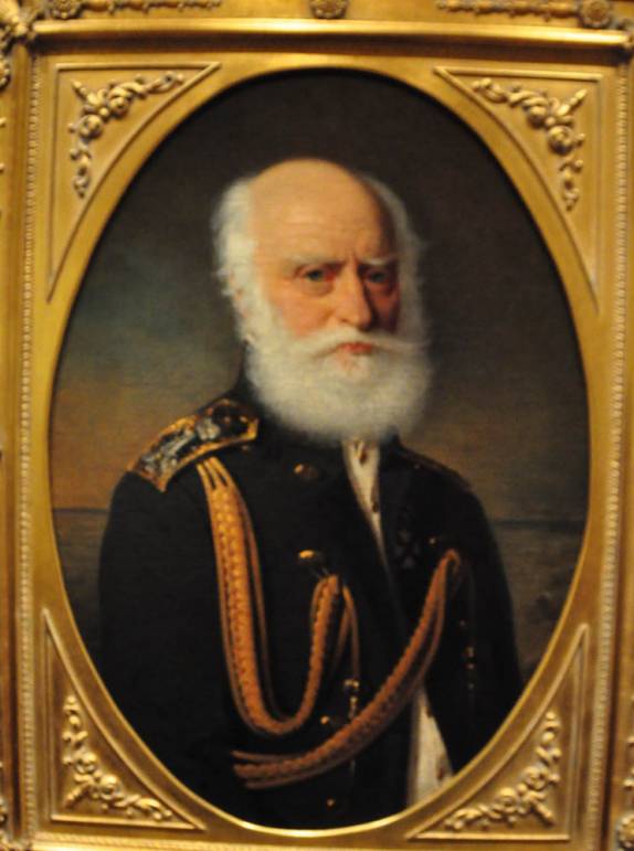 O principal governador russo do Alaska, no Museu de Anchorage, no Alaska